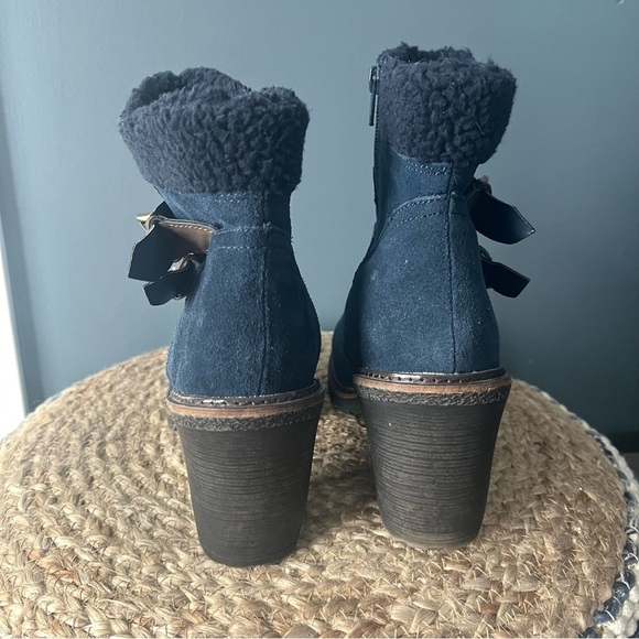 Mountain Sole Navy Suede Heeled Boots - Picture 5 of 8